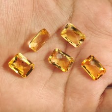 Citrine 14x10mm rectangle checkerboard cut 6.1 cts